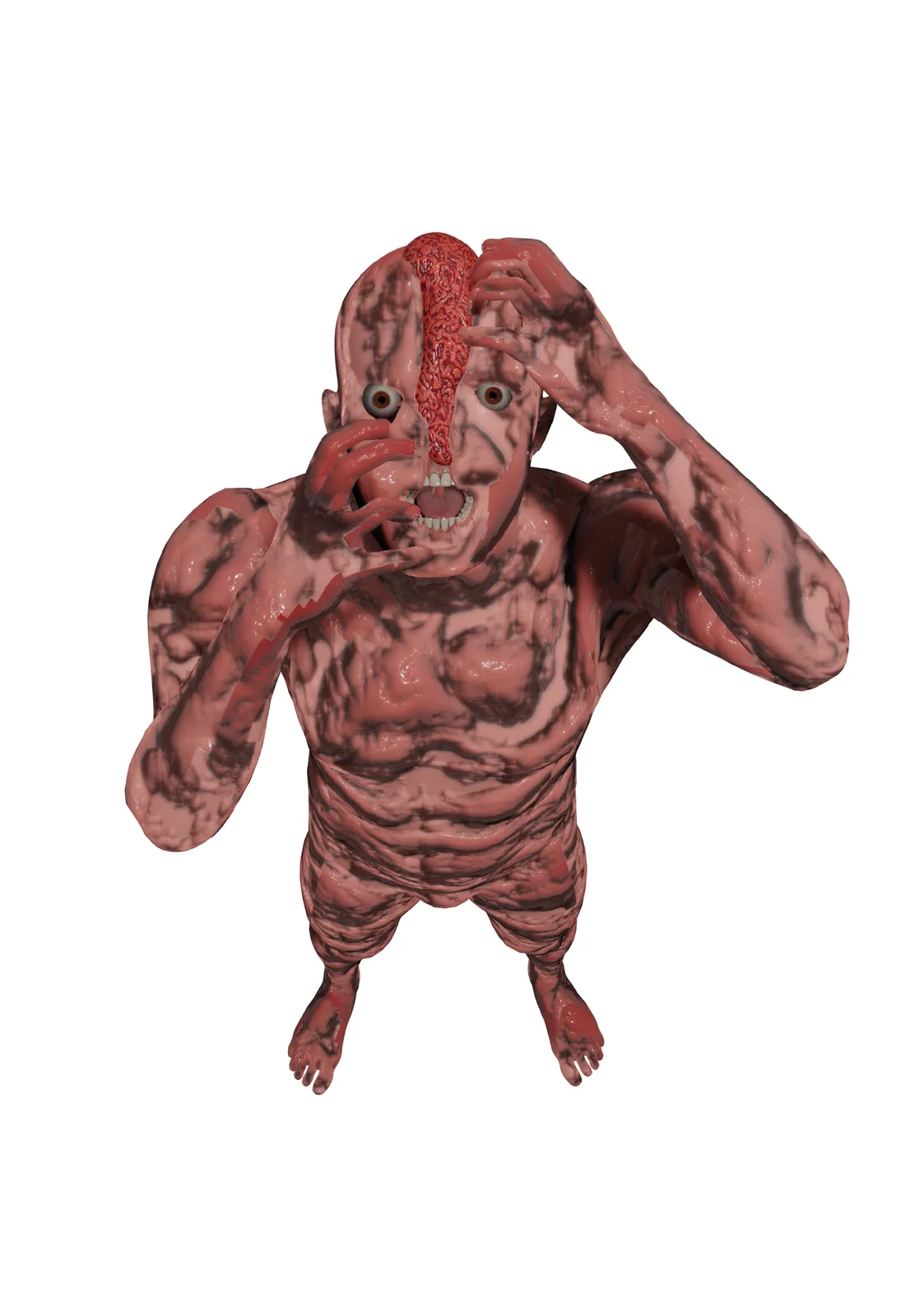 3D figure tearing at his face